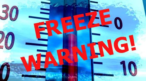 Freeze Warning Issued by National Weather Service