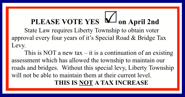 Liberty Township Road District Levy Vote Yes