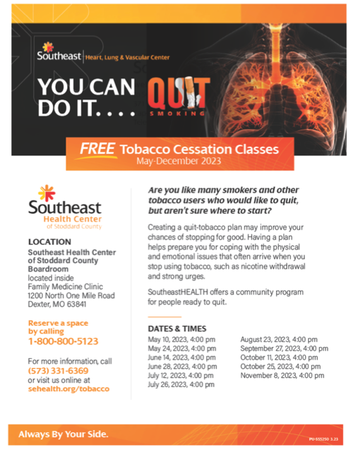 Southeast Health Center of Stoddard County FREE Tobacco Cessation Classes