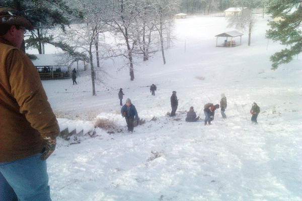 Boy Scouts Enjoy Saturday's Snow