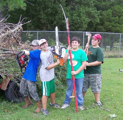 Boy Scouts Help Clean Up Outdoor Area