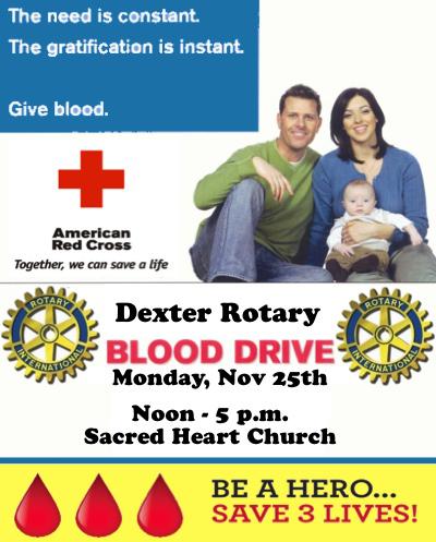 Dexter Rotary Club to Host Blood Drive