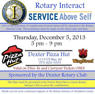 Rotary Interact to Host Fundraiser with Pizza Hut
