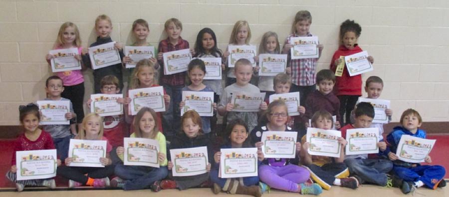 First Grade Students Earn Positive Bus Referral Certificates