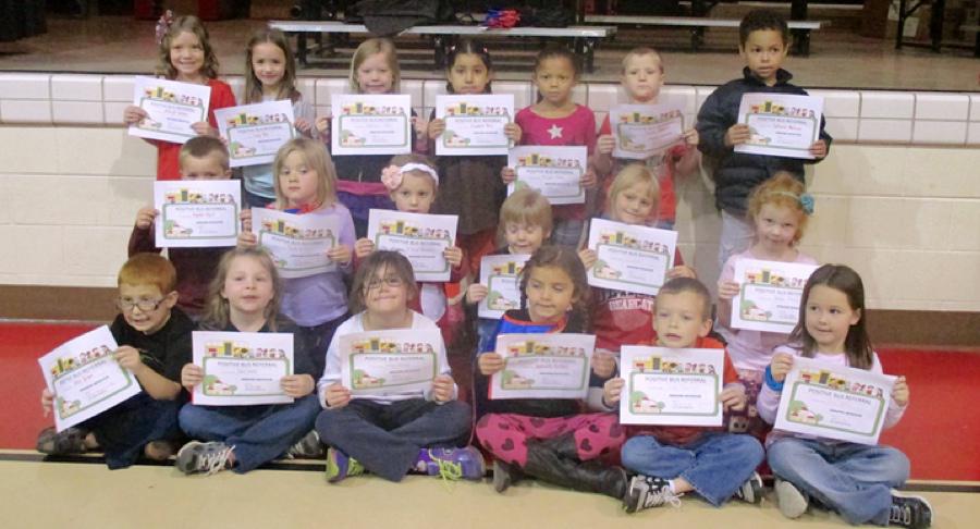 Kindergarten Students Earn Positive Bus Referral Certificates