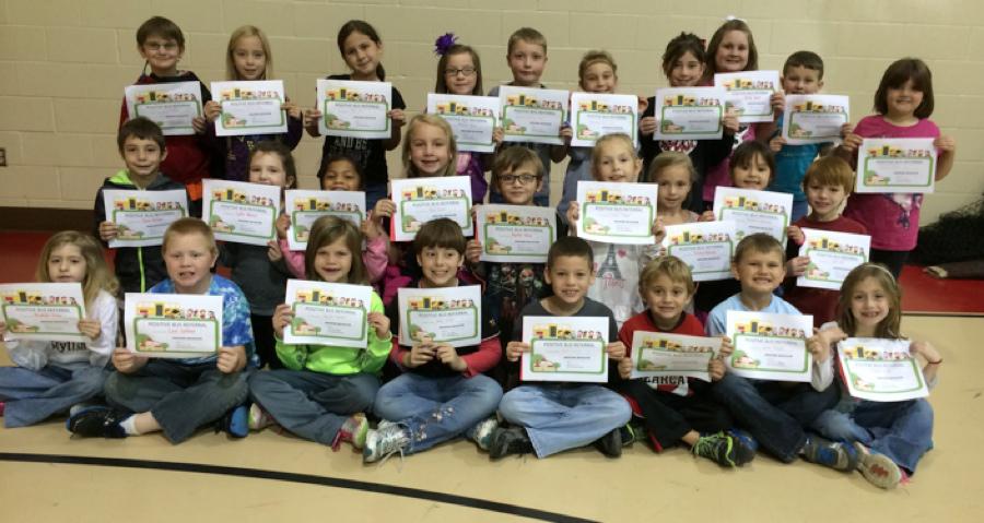 Second Grade Students Earn Positive Bus Referral Certificates