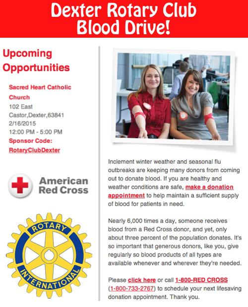 Dexter Rotary Club Blood Drive Slated for Monday