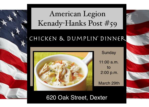American Legion to Host Chicken and Dumplin' Dinner