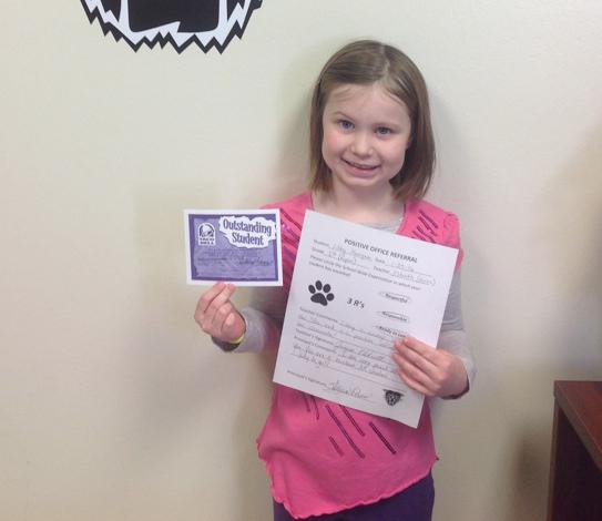 Libby Mangum Earns Positive Office Referral Certificate