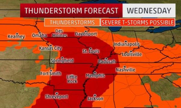 Severe Storms Likely on Tuesday Evening into Wednesday