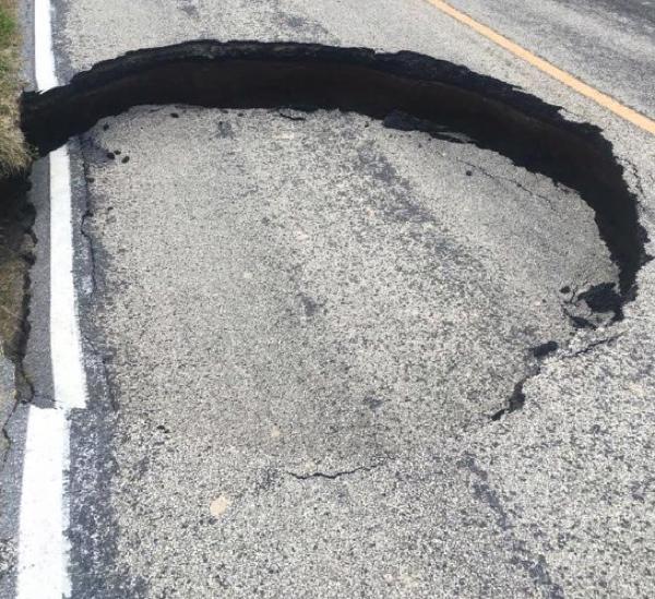 Sink Hole Closes State Highway N