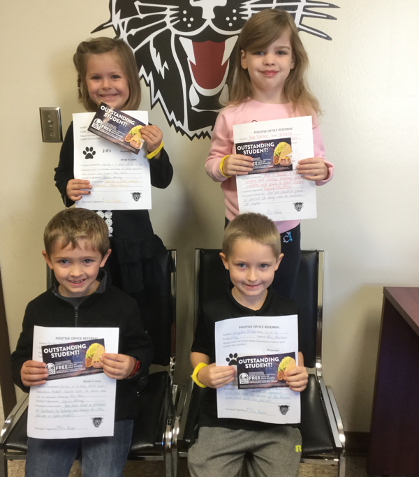 Kindergarten Students Earn Positive Office Referral Certificates