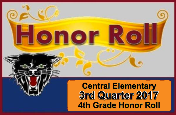 Central Elementary 4th Grade Honor Roll