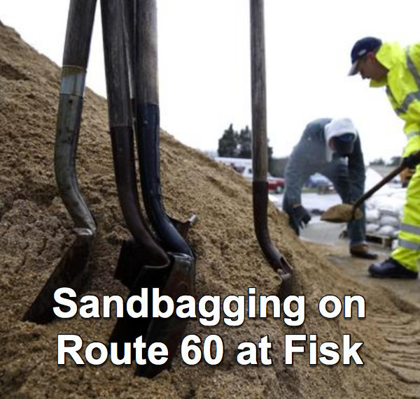 Sandbagging Efforts Along Route 60 at Fisk