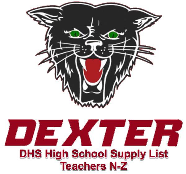 DHS School Supplies List - Teachers N-Z