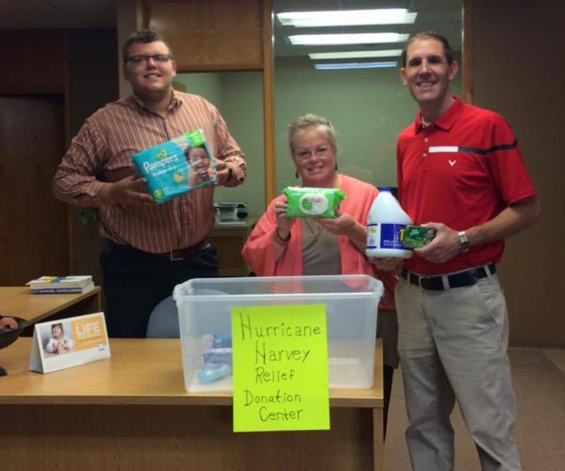 Donation Center Set Up at County Wide Insurance for Hurricane Victims