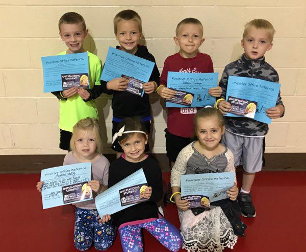 Kindergarten Students Earn Positive Office Referral Awards