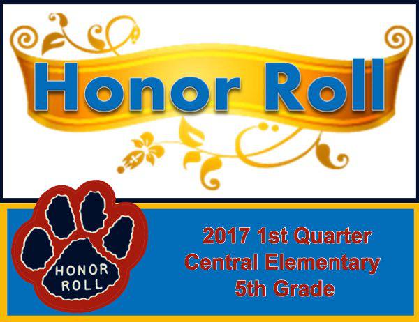 Central Elementary Releases 5th Grade Honor Roll for 1st Quarter