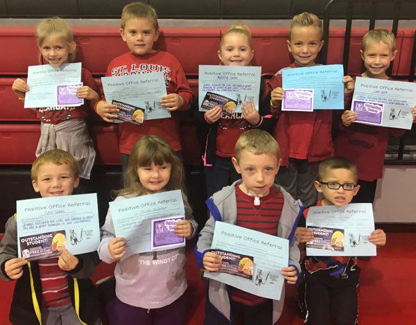 Kindergarten Students Earn Positive Office Referral Certificates