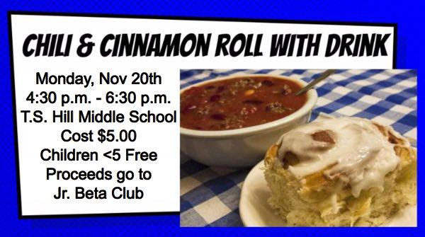 Jr. Beta Club Old School Chili and Cinnamon Roll Supper