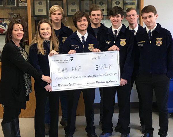 Bloomfield FFA Raise Money, Modern Woodman Donate Funds