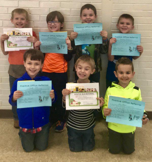 Kindergarten Students Earn Positive Office and Bus Referral Certificates