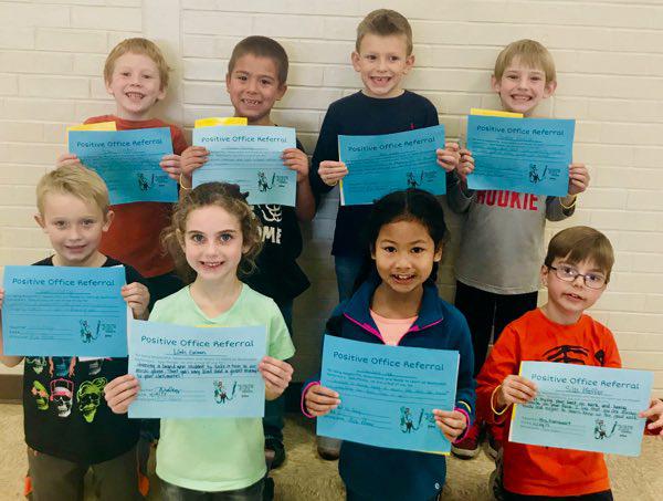 First Grade Students Earn Positive Office and Bus Referral Certificates