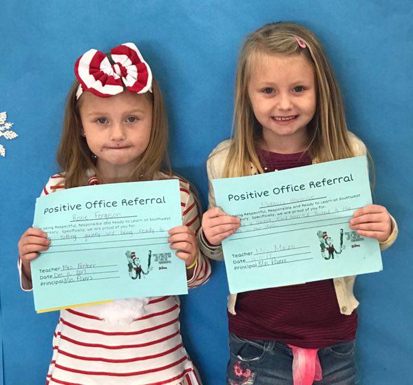 Kindergarten Students Earn Positive Office Referral Awards