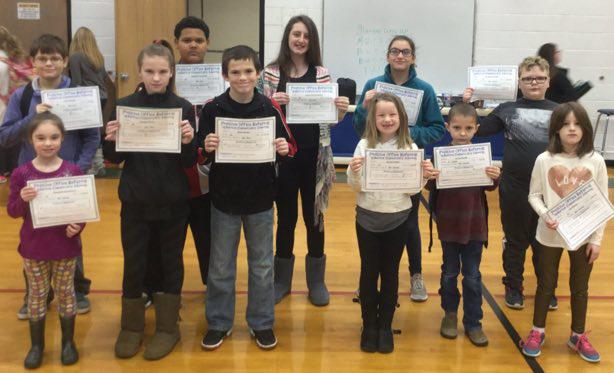 Bernie Elementary Positive Office Referrals for Week of January 22, 2018