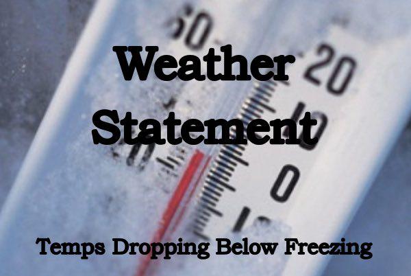 Special Weather Statement - Temps to Fall Below Freezing