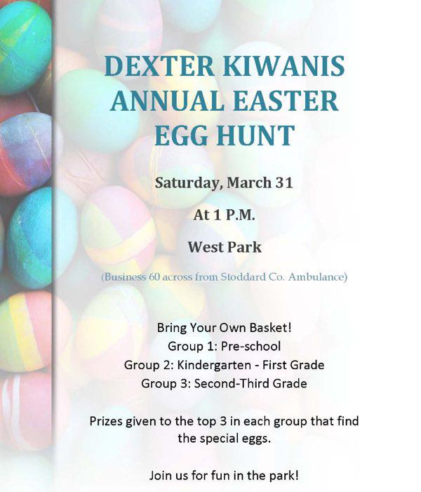Kiwanis Annual Easter Egg Hunt Set for March 31, 2018