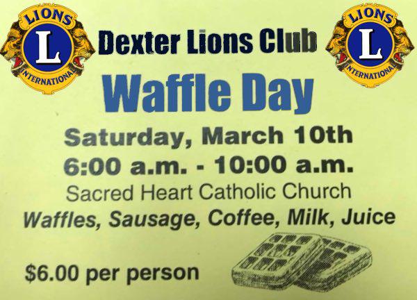 Dexter Lions Club Waffle Day Set for Saturday