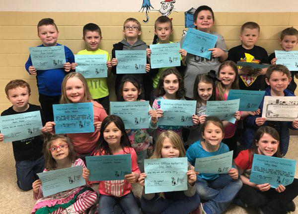 First Grade Students Earn Positive Office Referral Awards