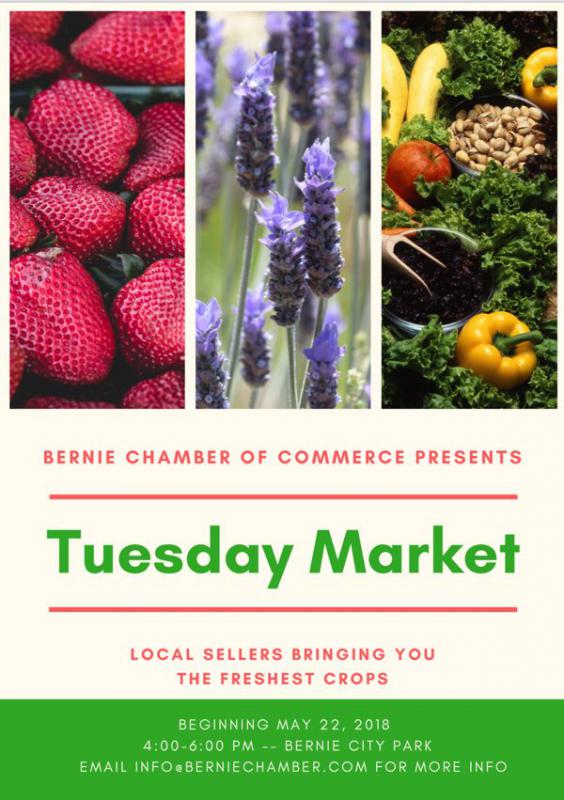 Tuesday Market Sponsored by Bernie Chamber of Commerce