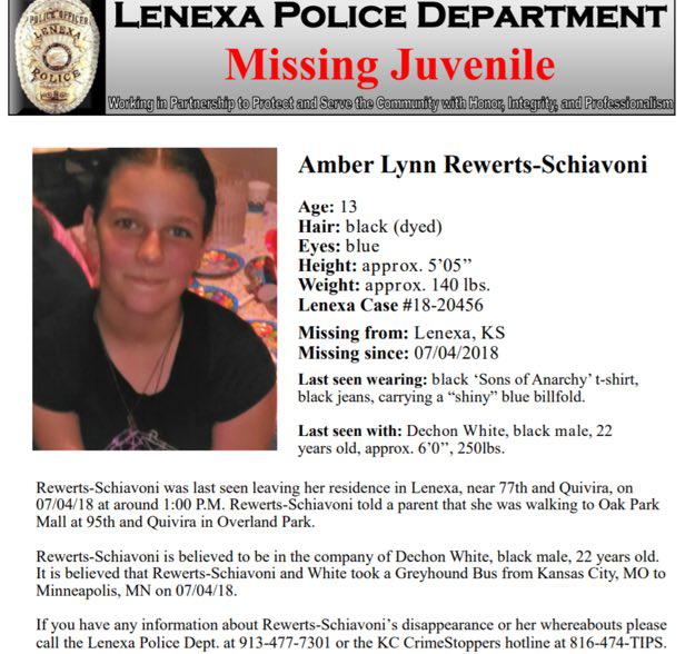 Lenexa Police Dept Issues Amber Alert in Missouri