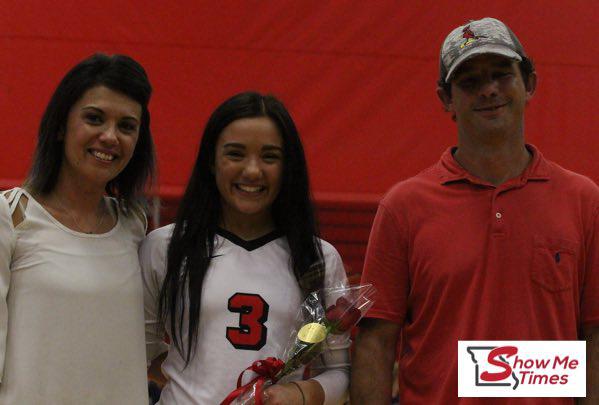 DHS Volleyball Team Honors Senior Kelby Hill