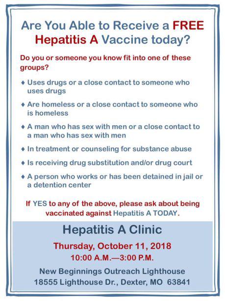 FREE Hep A Vaccines for Those That Qualify