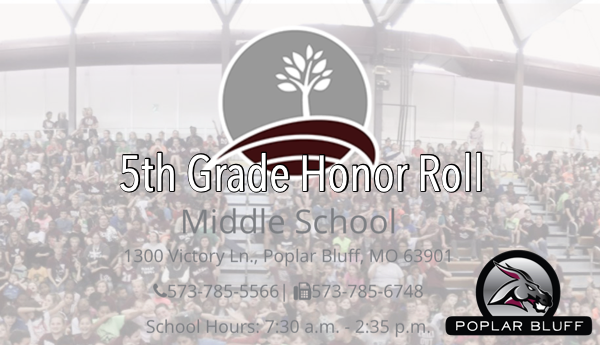 PB 5th Grade Honor Roll 2nd Quarter 2018