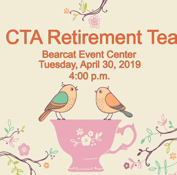 CTA Retirement Tea Set for Tuesday, April 30th