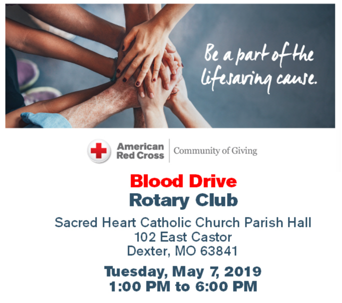 Rotary Club Blood Drive May 7, 2019