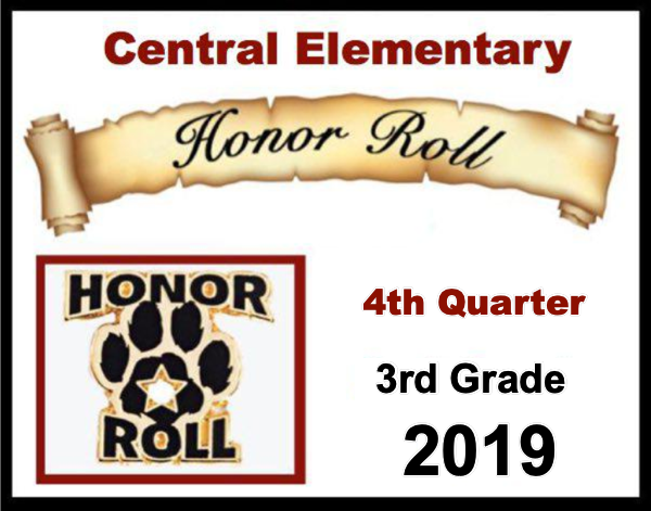 4th Quarter Honor Roll for 3rd Graders at Central Elementary Announced