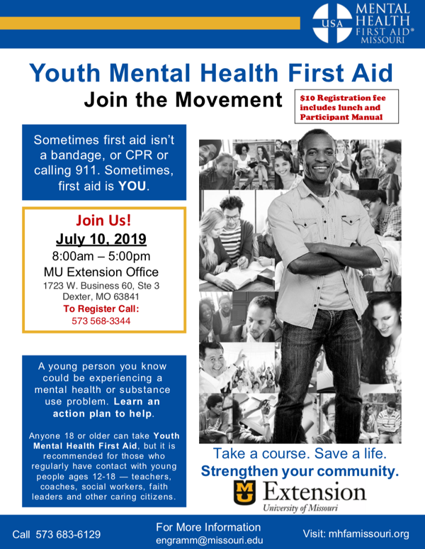 Youth Mental Health First Aid Training to be held in Dexter 