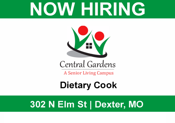 Central Gardens Now Hiring Dietary Cook