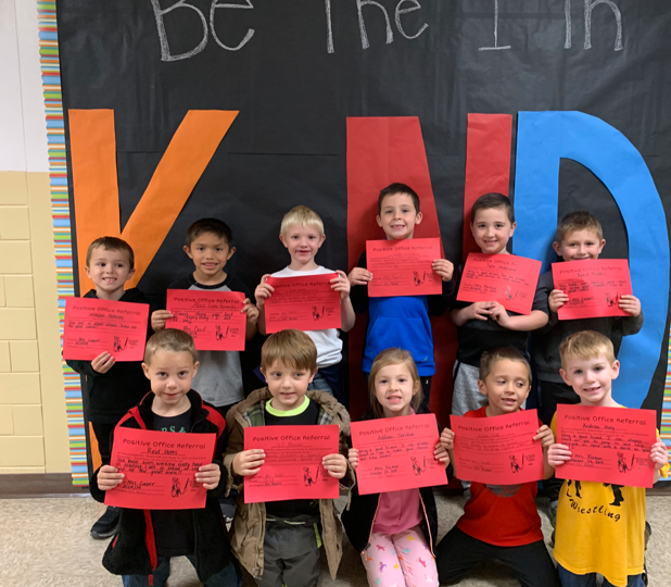 Kindergarten Students Earn Positive Office Referral Awards