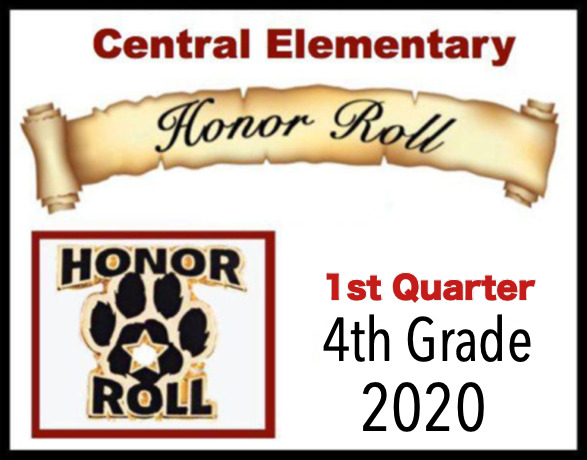 2020 1st Quarter Central Elementary 4th Grade Honor Roll