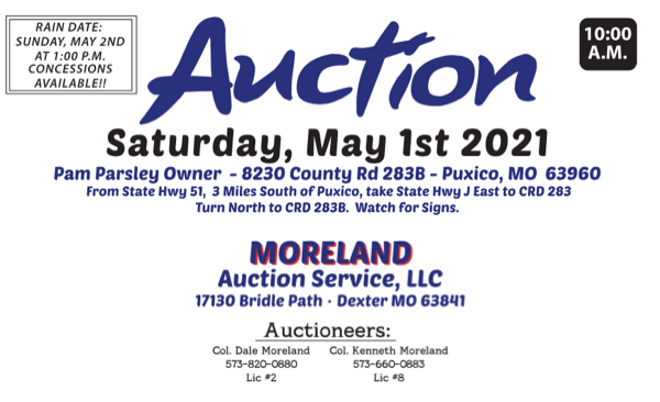 Parsley Auction in Puxico by Moreland Auctioneers