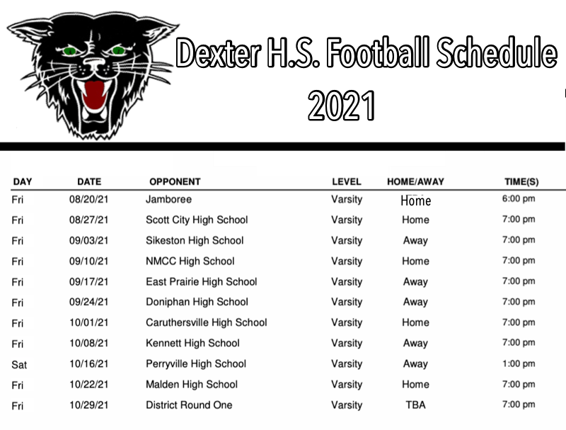 Dexter High School Football Schedule 2021