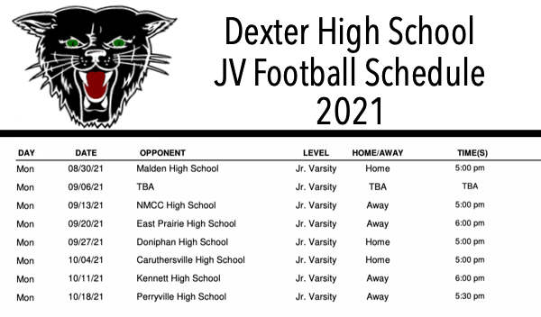 Dexter High School JV Football Schedule 2021