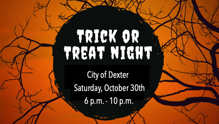 City of Dexter Trick-or-Treat Night Will Be Saturday, October 30th