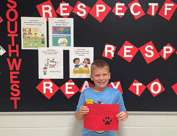 Dax Lummukka Honored with Positive Office Referral at Southwest Elementary